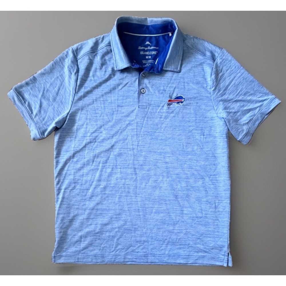 Buffalo Bills Tommy Bahama Short Sleeve Polo Golf Shirt Blue Logo Medium JBHS